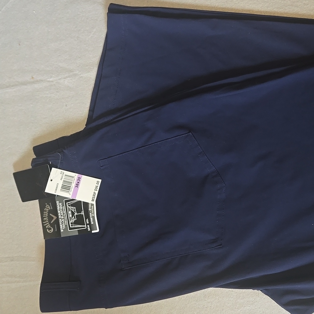 NWT Callaway Pants 38x30 (40x29) Stretch Waistband Opti-Dri Golf Performance - Picture 2 of 6